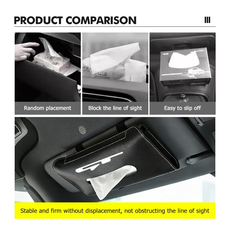For KIA Car Sun Visor Armrest Seat Back Leather Tissue Box Cover Auto Interior Storage Decor GT Carens Stonic Ceed Sportage Rio