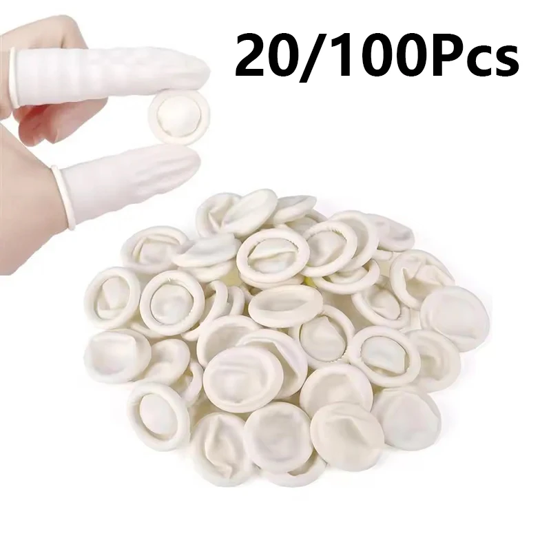 20/100PCS Anti-static Latex Finger Cots Non-slip Disposable Rubber Finger Protectors Fingertip Sleeves