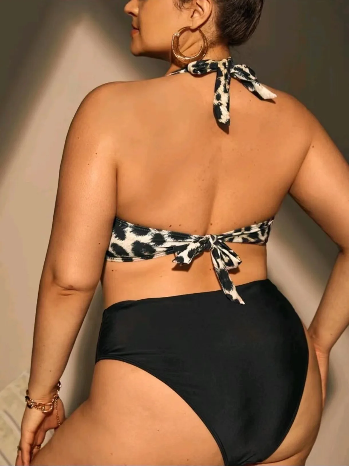 2026 Plus Large Size Bikini Set Leopard Swimwear Women Push Up Swimsuit Female High Waist Beachwear Swimming Bathing Swim Suit