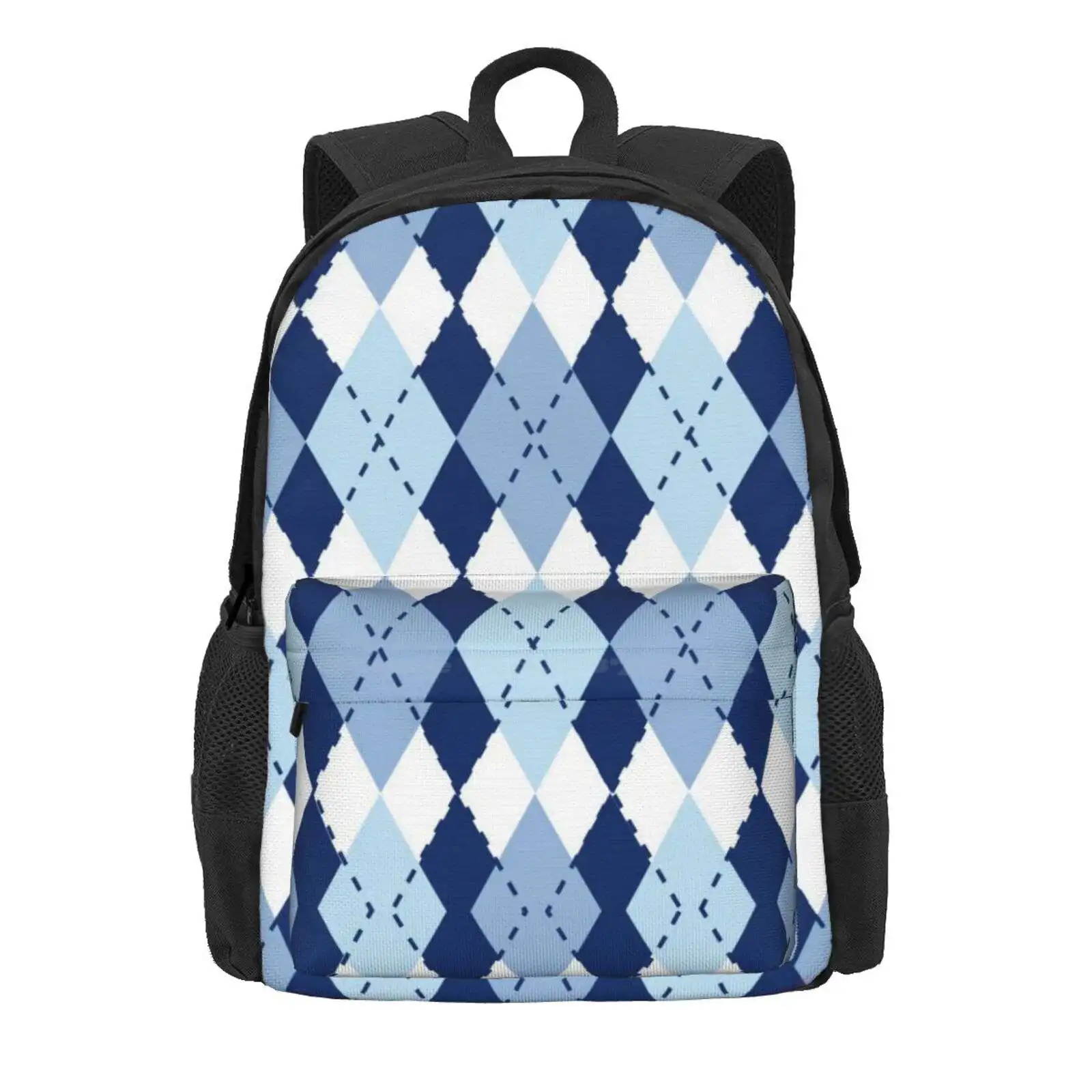 Blue Argyle (3) Hot Sale Schoolbag Backpack Fashion Bags Blue Argyle Blue Diamond Caorlina Blue Unc Cute Preppy