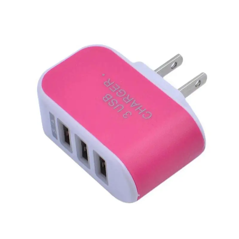 Soket steker pengisi daya untuk ponsel, adaptor pengisi daya 2A 100-240V 3 Port USB Hub catu daya untuk pengisian perjalanan colokan standar EU