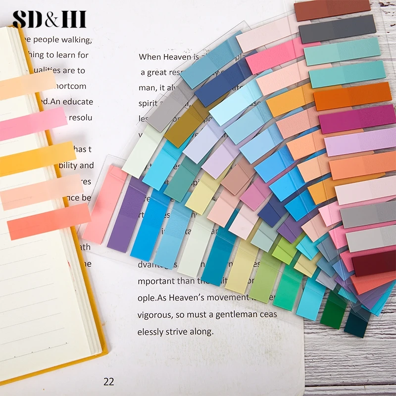 1set Transparent Fluorescent Index Tabs PET Sticky Note For Page Marker Planner Stickers Office School Students Supplies