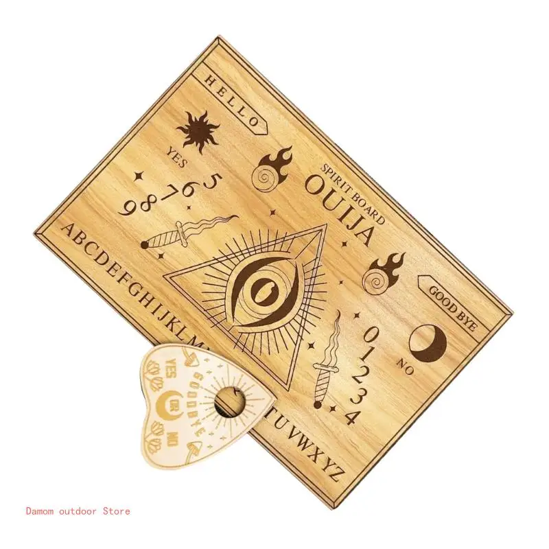 Wooden Talking Board with Planchette Large Spirits Board Halloweens Divinations Board Family Gatherings Game Supply