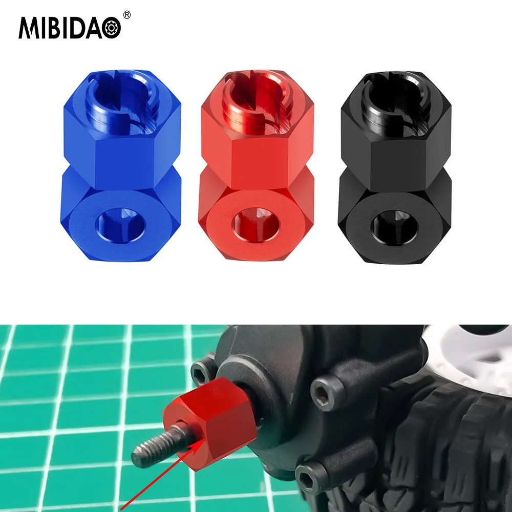 MIBIDAO 4 Pcs Aluminum Wheel Hex Hub Adapter For Ascent Rock 1/18 RC Crawler Car Upgrade Replacement Parts