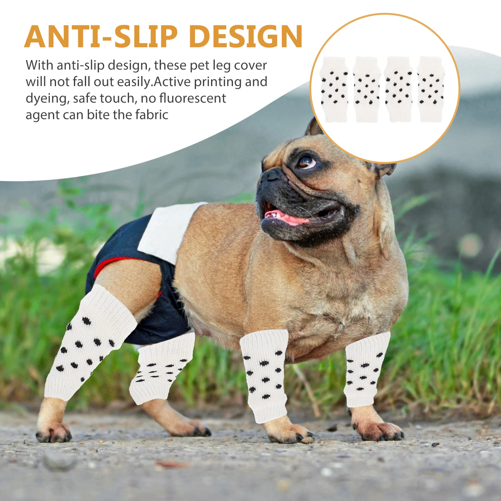 

4Pcs Dog Leg Warmers Anti-Slip Pet Socks Protective Skin-Friendly Soft Non-Skid Lovely Pattern Leg Joint Socks