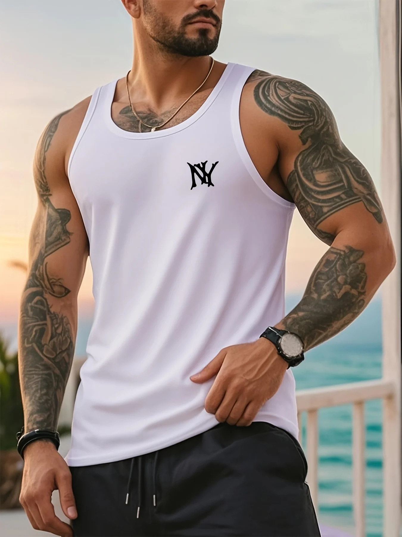 Fitness Vest Trendy Sports Quick Drying Vest Ins Gym Loose Muscle Running Tank Top Summer Sleeveless Daily T-Shirt Men's Clothes