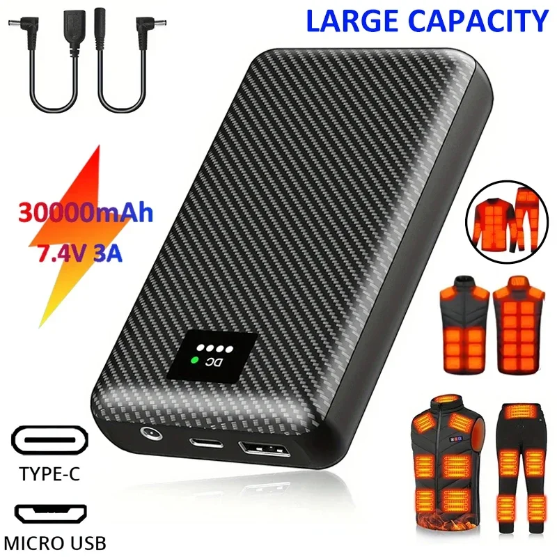 Ranwomen Powerbank 30000 mAh draagbare verwarming Power Bank voor verwarming Vest Jas Handschoenen Elektrische verwarmingsapparatuur DC Power Bank