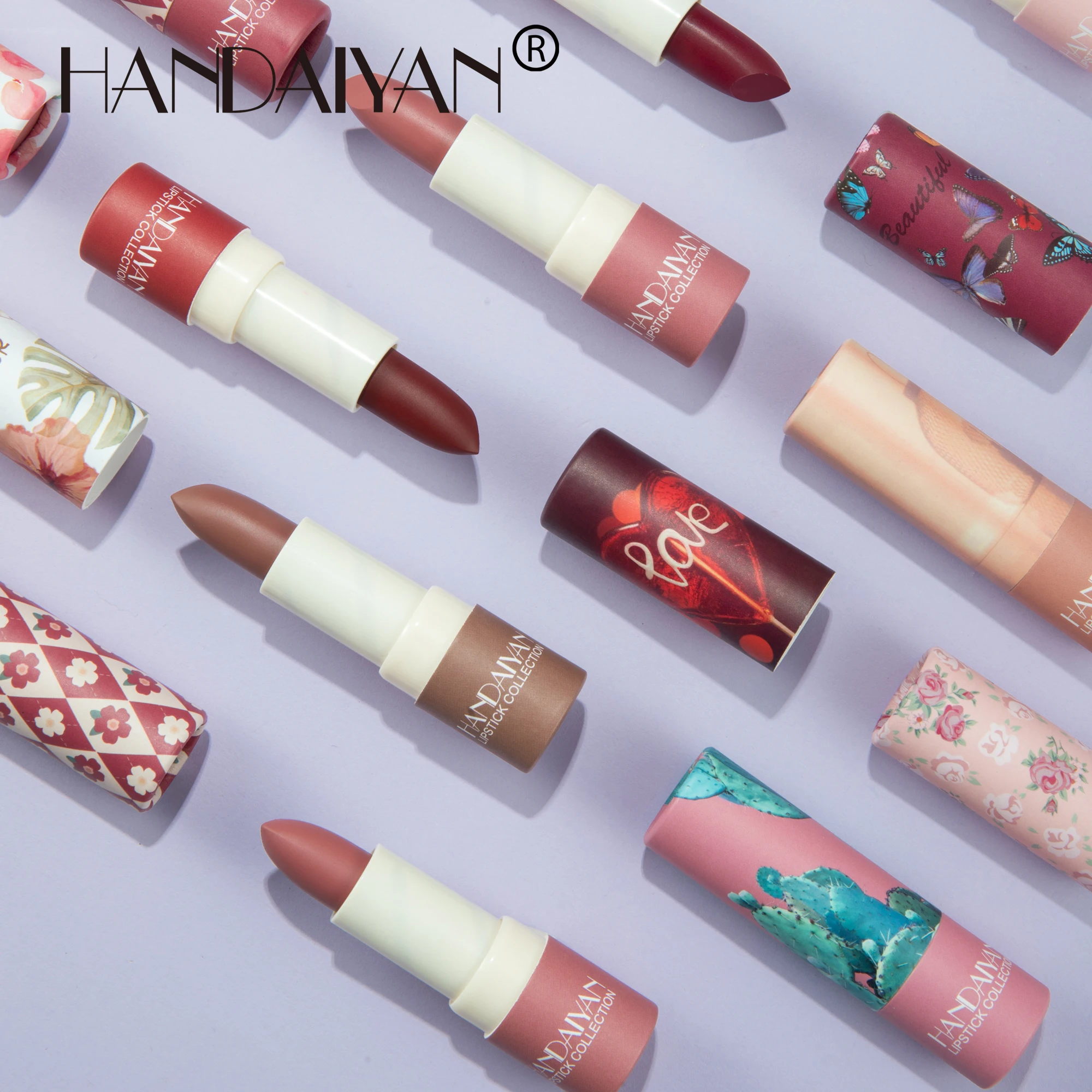 Handaiyan 8 Colors Matte Waterproof Velvet Nude Lipstick Sexy Red Brown Lip Matt Pigments Makeup Long Lasting Profissional