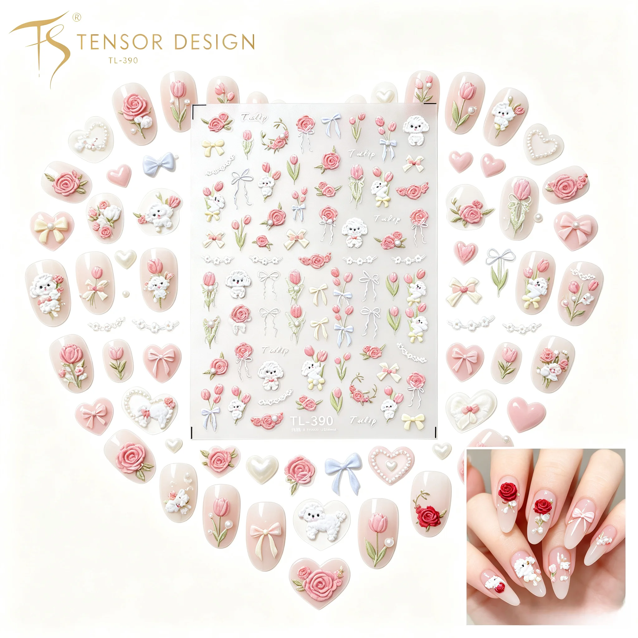 Nail Art Elegan - Autocollants pour ongles TENSOR NAIL Rose