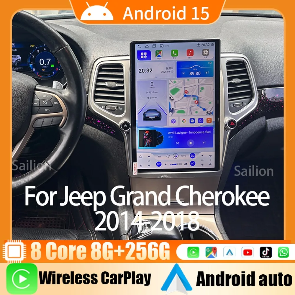 Wireless CarPlay Touchscreen Car Radio For Jeep Grand Cherokee 2014-2018 Multimídia Video Player GPS Navigation Wifi 4G 2Din BT