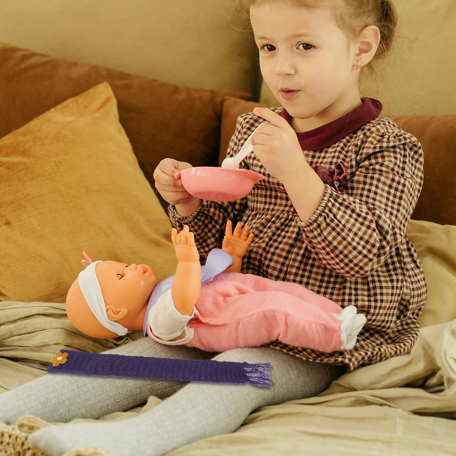 

5 шт. милый мини-шарф из мягкой пряжи, вязаный вечерние декоративный аксессуар, регулируемый размер для мелких предметов, мини-шарф