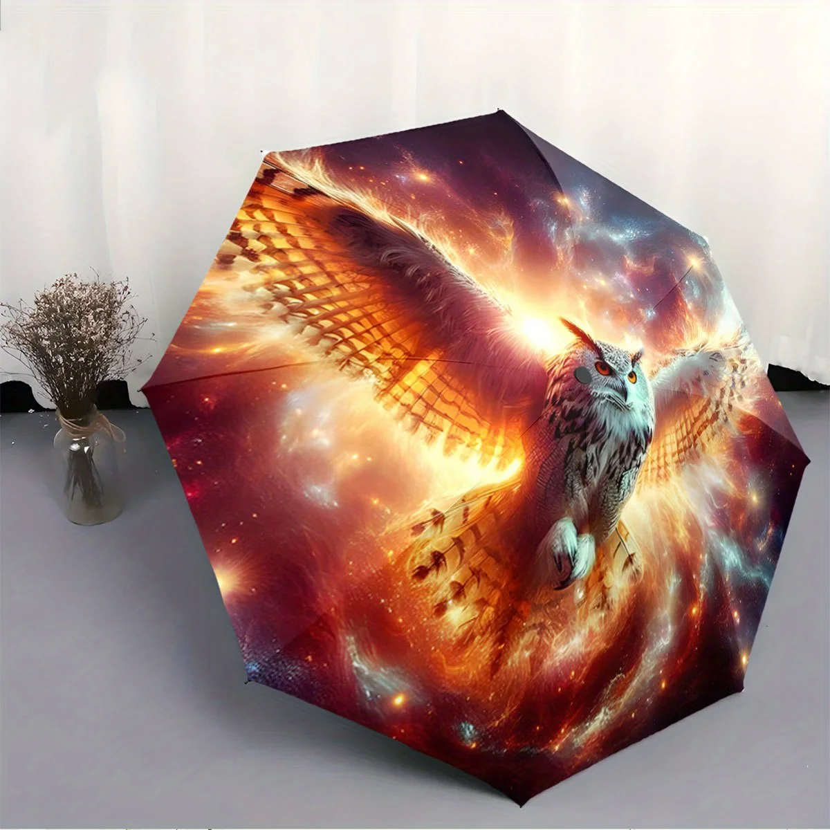 

Автоматический складной зонт - дизайн «Огненная сова», портативный и складной, подходит для всех сезонов, идеальный повседневный аксессуар для активного отдыха или на каждый день.