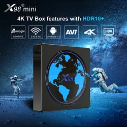 X98 mini Smart TV Box Android 11 4G 32GB 64GB Amlogic S905W2 X98mini AV1 2.4G/5GWifi BT 4K 60fps Media Player Set Top Box