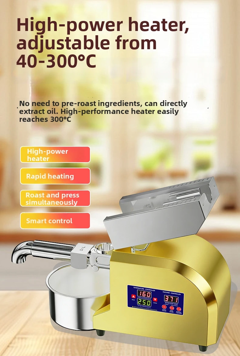 Z7 1200W Kommerzielle Ölpresse aus Edelstahl 304 - Automatisch für Erdnüsse/Sesam/Raps, Hocheffizient für den Haushalt – Detail 10