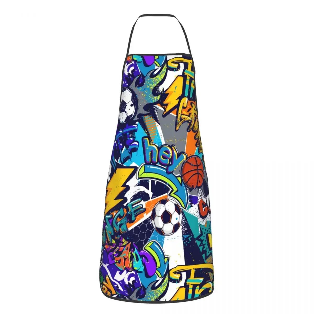 Custom Bib Sport Textile With Socker Lightning Basketball Ball Aprons Chef Cooking Graffiti Art Pattern Tablier Cuisine Baking