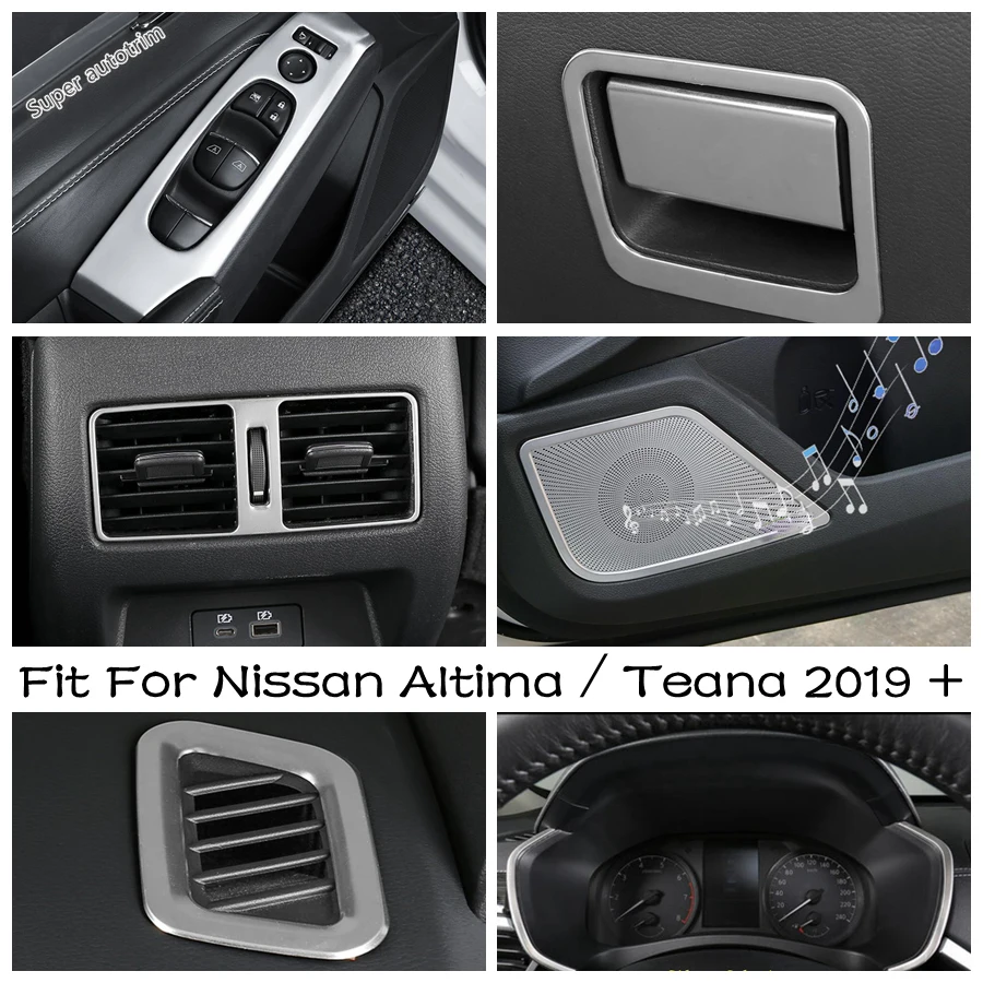 

Window Lift Button Panel AC Outlet Frame Instrument Screen Cover Trim For Nissan Altima / Teana 2019 - 2022 Silver Accessories
