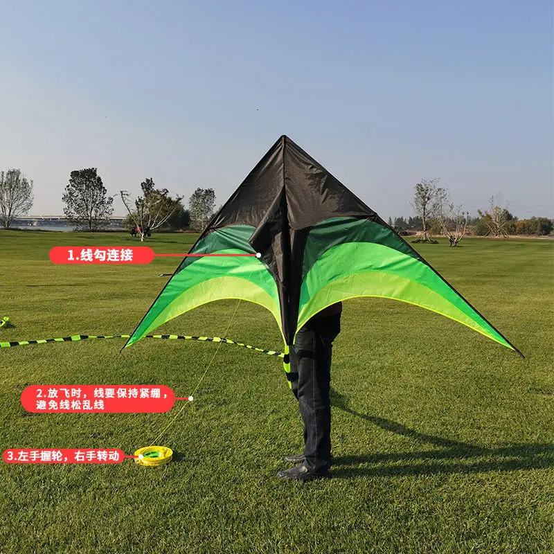 Kite ทุ่งหญ้า Kite Breeze to Fly เด็กผู้ใหญ่ขนาดใหญ่สีหางยาว 10M String Kites Gingham สนุกกลางแจ้งกีฬาของเล่น