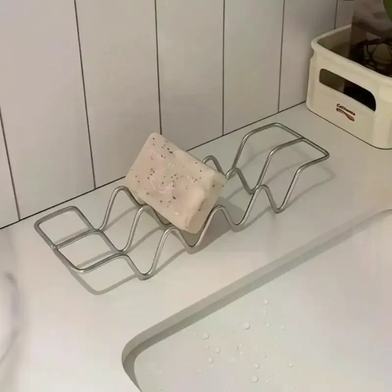 Stainless Steel Soap Holder with Drainage Slots Minimalist Bath and Kitchen Design