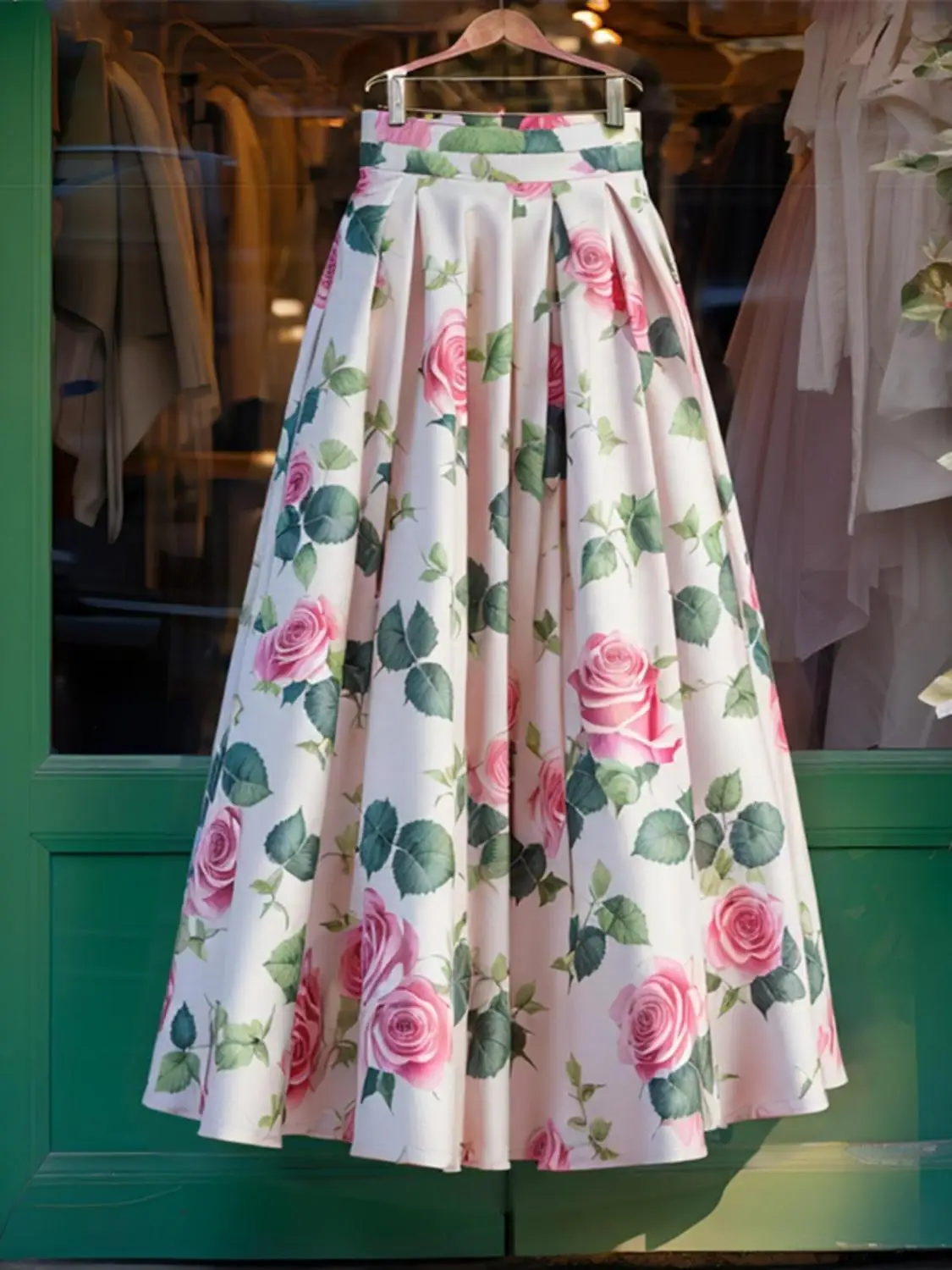 Fashion vintage royal sister wind floral skirt women  summer rose super temperament fairy wind princess skirt expansion skirt