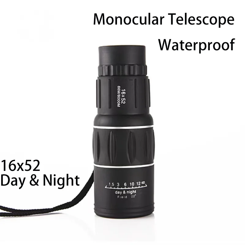 Portable 16 X 52 High Over Hd Monocular Telescope Plastic Binoculars Outdoor Outdoor Sports Telescope with Tripod Phone Clip