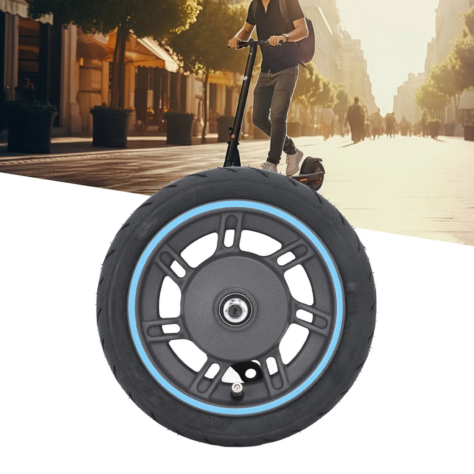 

Replacement Front Vacuum Wheels Anti Skid Rubber Aluminum Alloy Shock Absorption Electric Scooter Front Wheel for MAX G30D