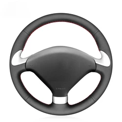 Black PU Faux Leather No-slip Soft Car Steering Wheel Cover for Peugeot 307 CC SW 2004-2009 307 Sport 2006-2007 407 SW 2005-2008