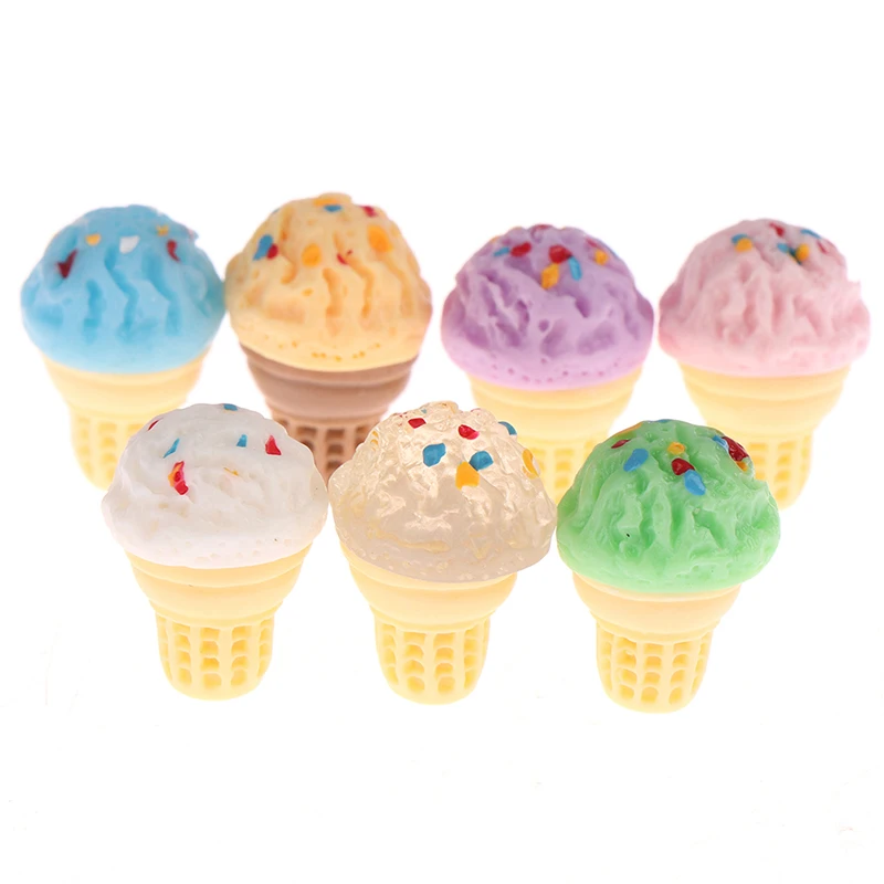 

5pcs Dollhouse Miniature Cute Resin Candy Sugar ice Cream Pretend Play Toys