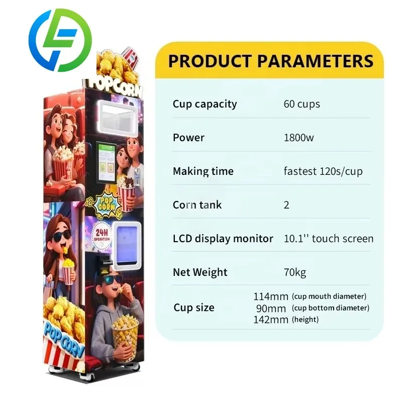 Customized Automatic Commercial Popcorn Maker Machine De Popcorn 24-Hour Operation Self-service Popcorn Vending Machine