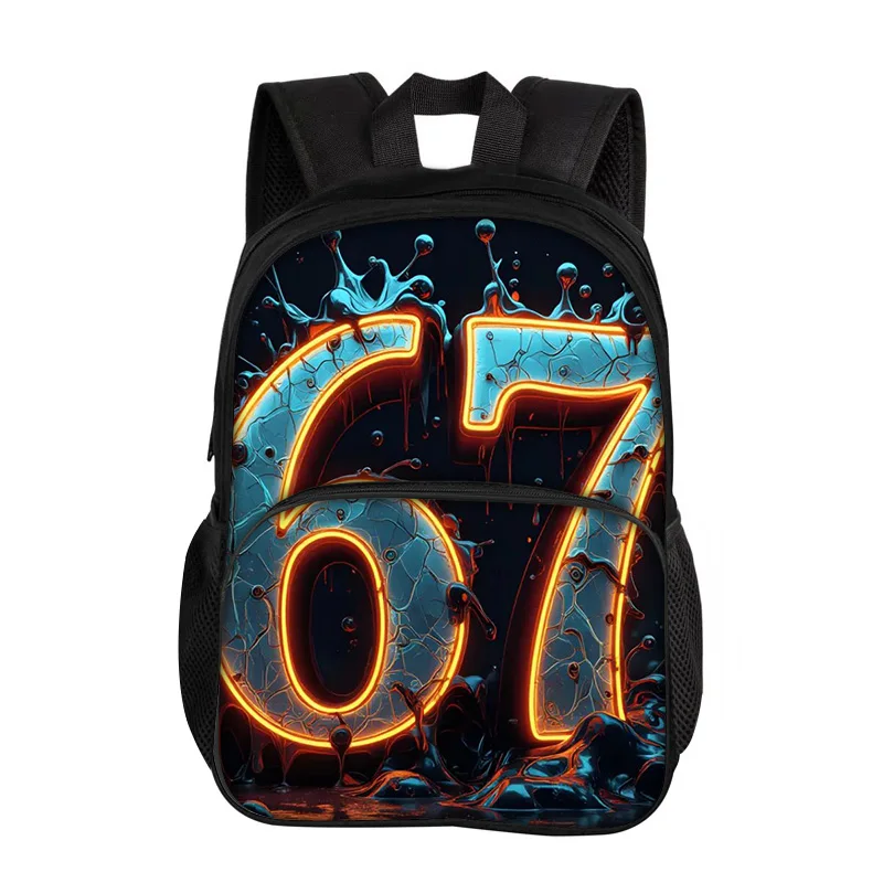 67 letter Round Front Bag Backpack Cartoon Printed New Trendy High Quality Student's Best School Companion