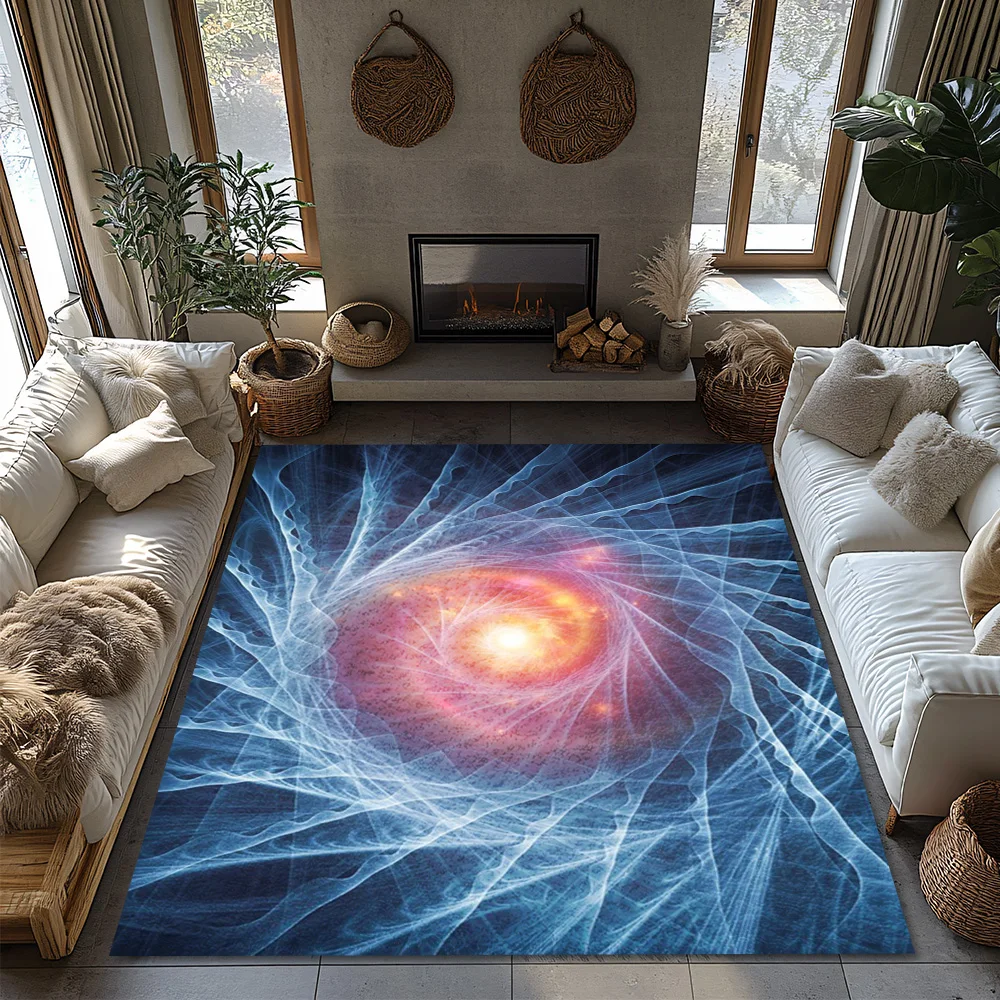 활기찬 성운 은하 추상 파란색 보라색 홈 바닥 카펫 러 - Galaxy Home Textiles 리뷰 및 가격