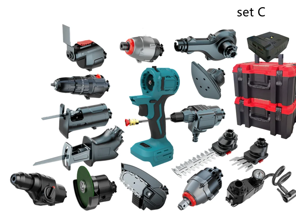 

Multifunction Cordless Tool Kits Power Tool Combo Set Jig Saw Chain Saw Cordless Drills Power Angle Grinder with Box
