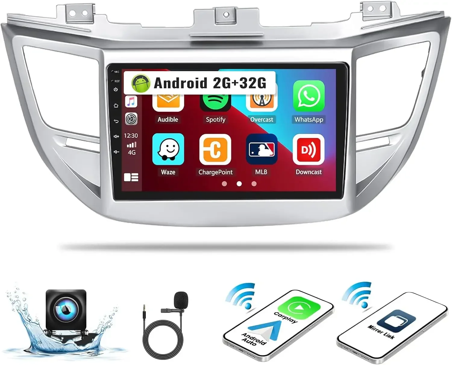 

2G+32G 9 Inch Android 13 Car Radio Stereo Wireless Carplay GPS Navigation Compatible for Tucson 2015-2019