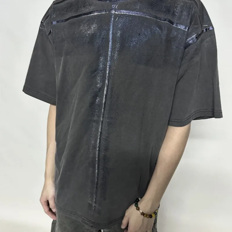 نفايات التربة الرياح غسلها اللوحة مفككة فضفاضة نصف كم تي شيرت قصير الرجال والنساء