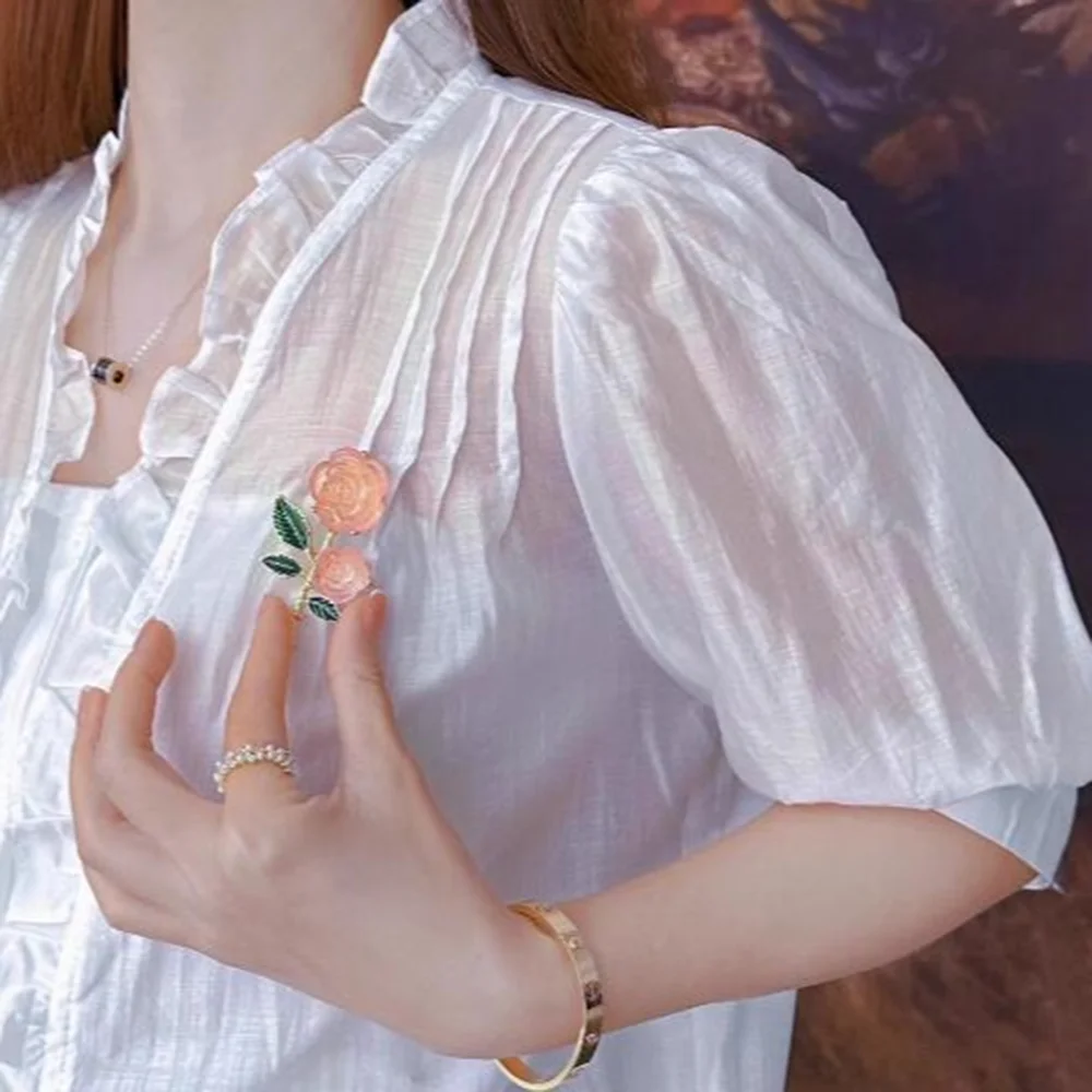 بروش زركون عصري بلون وردي، دبوس مضاد للتعرض للنساء، زر معدني لتثبيت الملابس، هدية لحفلات الزفاف