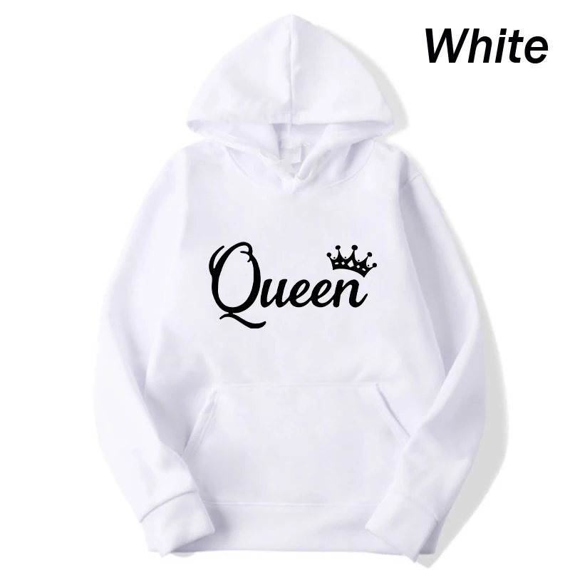 Women Hoodies King Queen Printed Sweatshirt Lovers Couples Hoodie Fashion Hooded Sweatshirt Matching Casual Pullovers Tracksuits