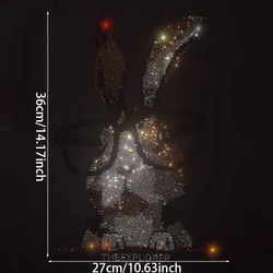 Super Flash Rhinotone Rabbit Pillow Clothes Hot Stamping and Diamond Pattern Stickers DIY Clothing Accessories T-shirt