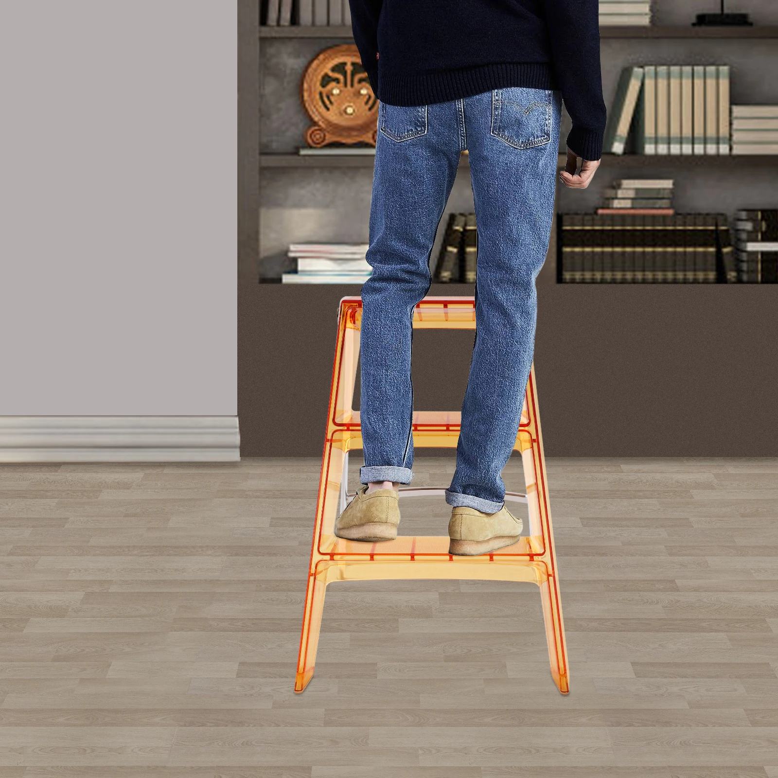 

Space-Saving Foldable Step Stool With Smooth Edges, No Assembly Needed Ideal For Living Room Bathroom And Office