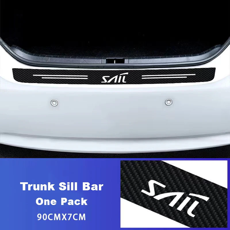 Carbon Fiber Car Door Threshold Sill Protector Trunk Stickers For Chevrolet Sail Logo 2010 2011 2012 2013 2014 Car Accessories