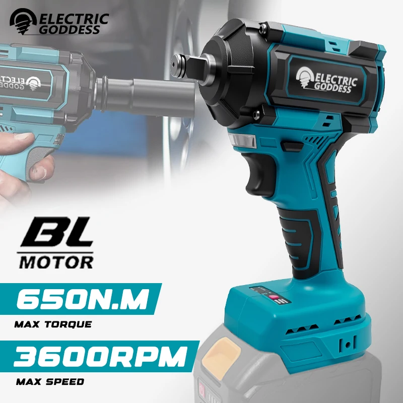 آلهة كهربائية بدون فرش 650N.m عزم الدوران مفتاح ربط كهربائي لاسلكي متعدد الوظائف لإصلاح السيارات لبطارية ماكيتا 18 فولت دبوس #1