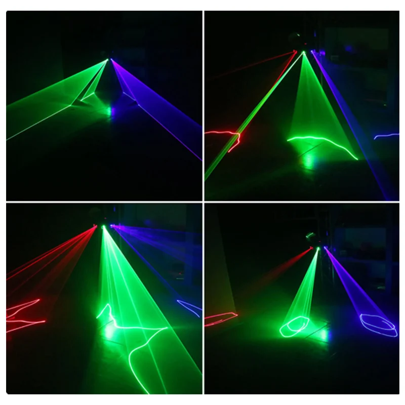 Proyector de luz láser RGB, dispositivo de escaneo de línea de haz de 3 lentes, controlador DMX para Dj, discoteca, fiesta, boda, Club, escenario