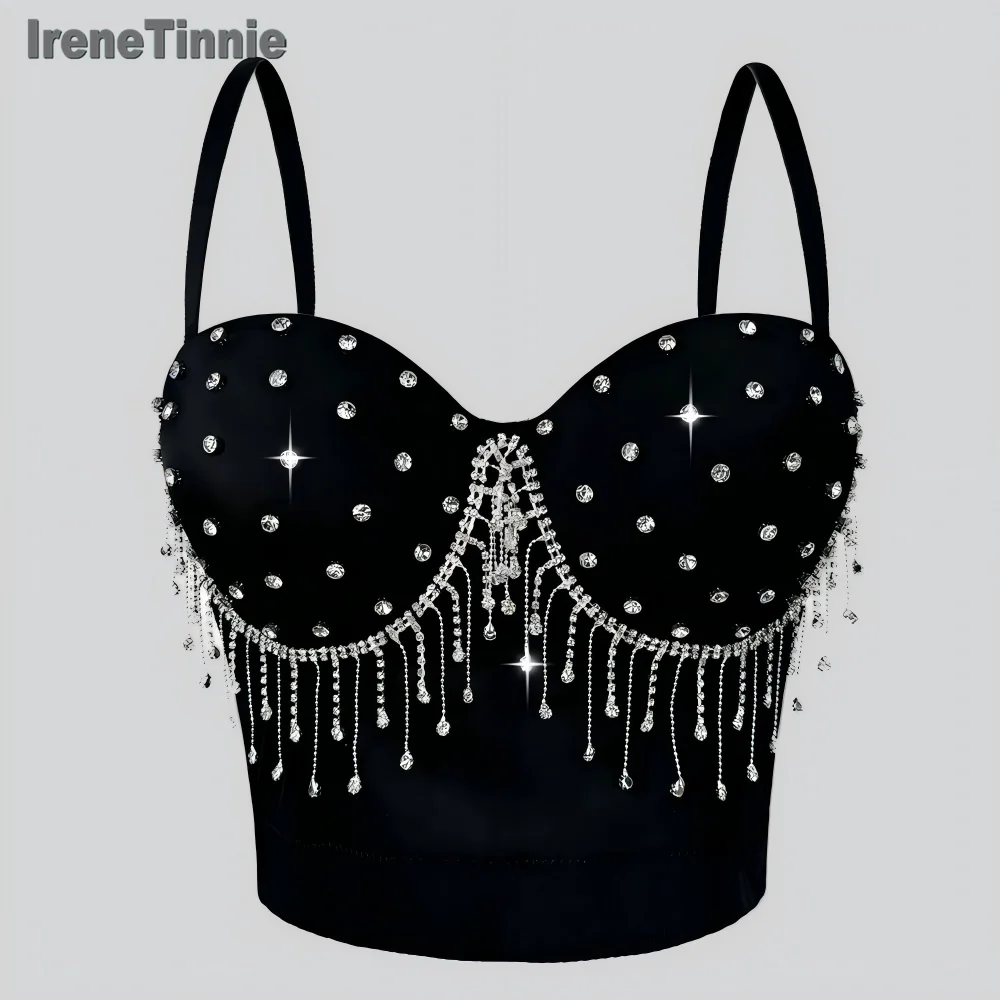 IRENE TINNIE موضة شرابة مطرز بالخرز للنساء Y2k بوستير حمالة صدر ملهى ليلي مشد مرحلة الحفلات سترة علوية مقصوصة Ropa De Muje 2025 #2