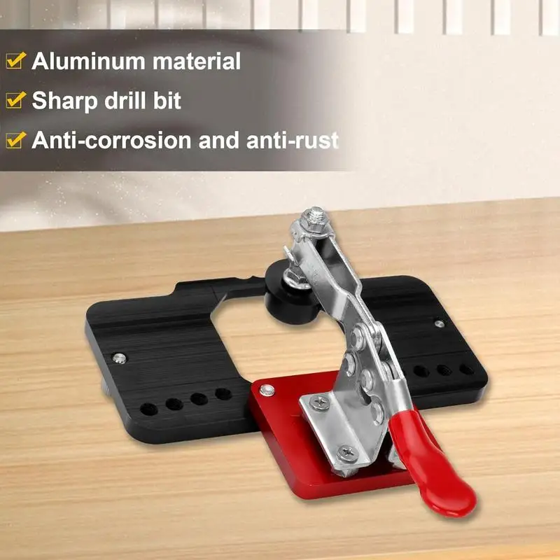 Cabinet Door Hinge Jig Aluminum Alloy Hinge Jig For Cabinet Door Reusable Precise Door Hinge Jig Wear-Resistant Woodworking Tool