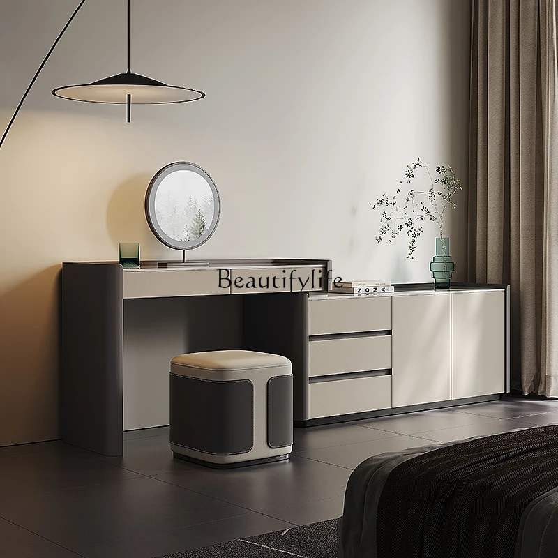 *Italian minimalist high-end multi-functional locker bedroom modern minimalist retractable solid wood makeup table