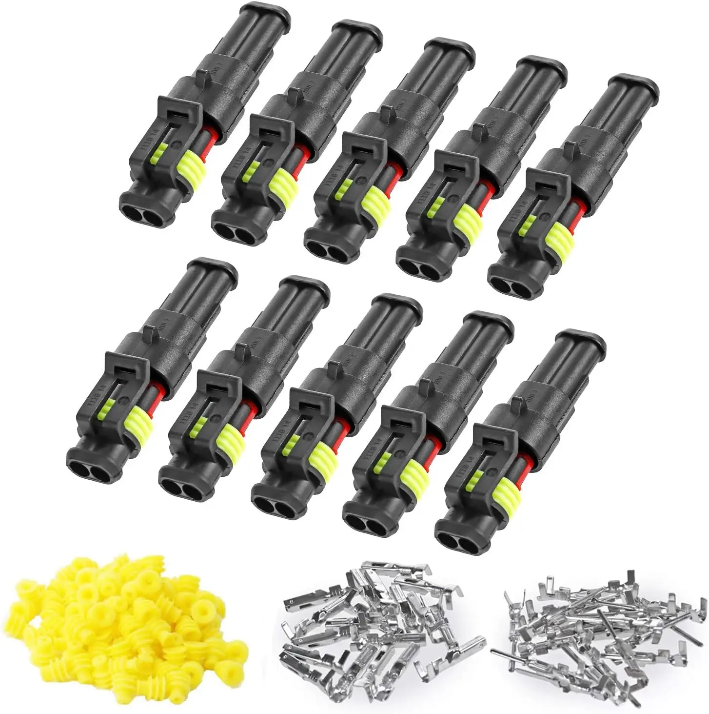 10pcs 2 Pin Waterproof Connector 20-16 AWG Electrical Automotive Wire Connector 1.5mm Series Terminals Male Female For Car