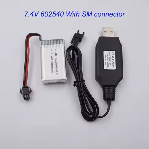 10pcs 7.4V 500mAh 3.7Wh 25C Rechargeable Lipo Li Lithium Battery 602540 SM For Helicopter Models JJRC H11C H11D FPV RC Drone - AliExpress 