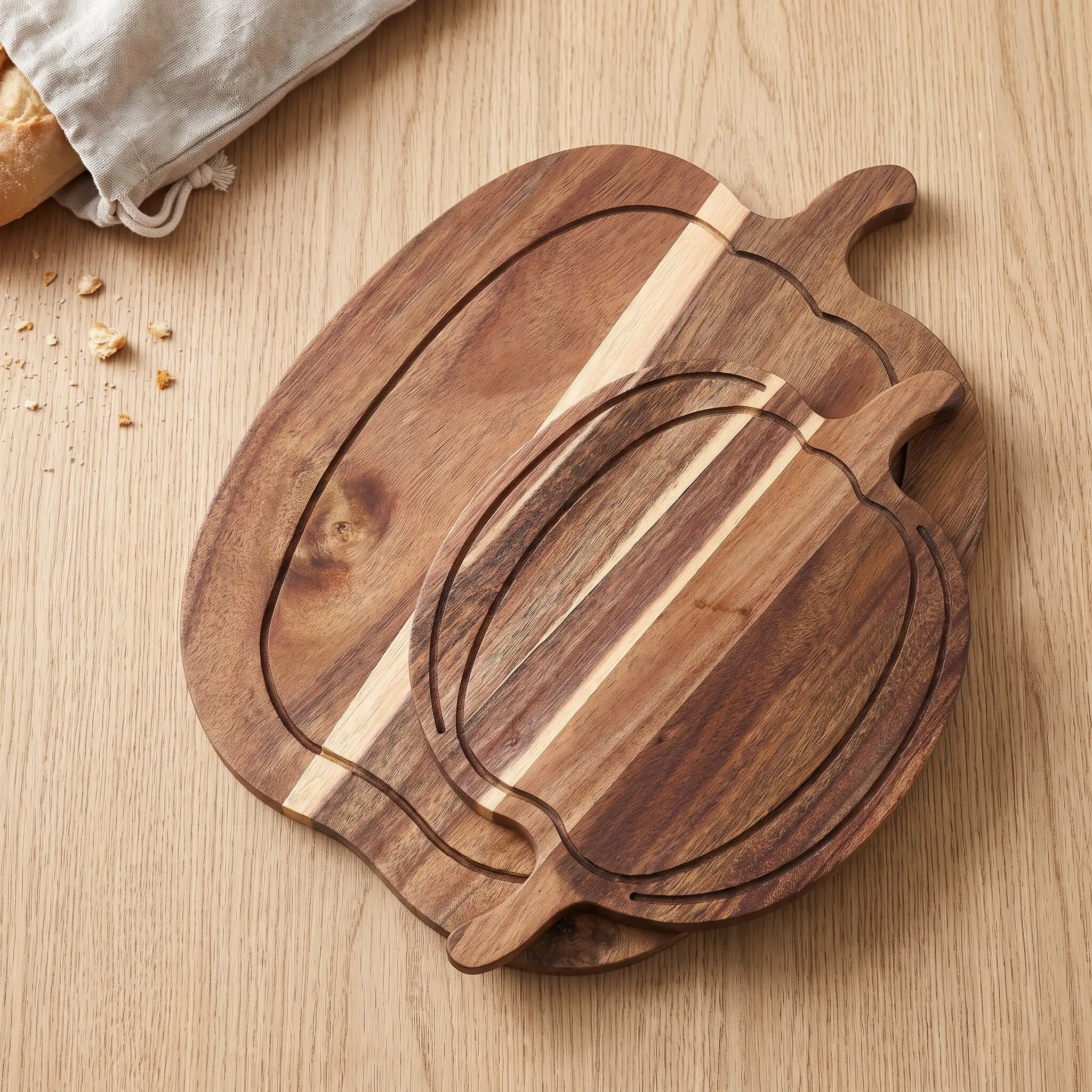 2pcs Autumn Pumpkin Shaped Serving Tray Wooden Charcuterie Board Cheese Board Party Platter for Kitchen Decor and Festive Snacks