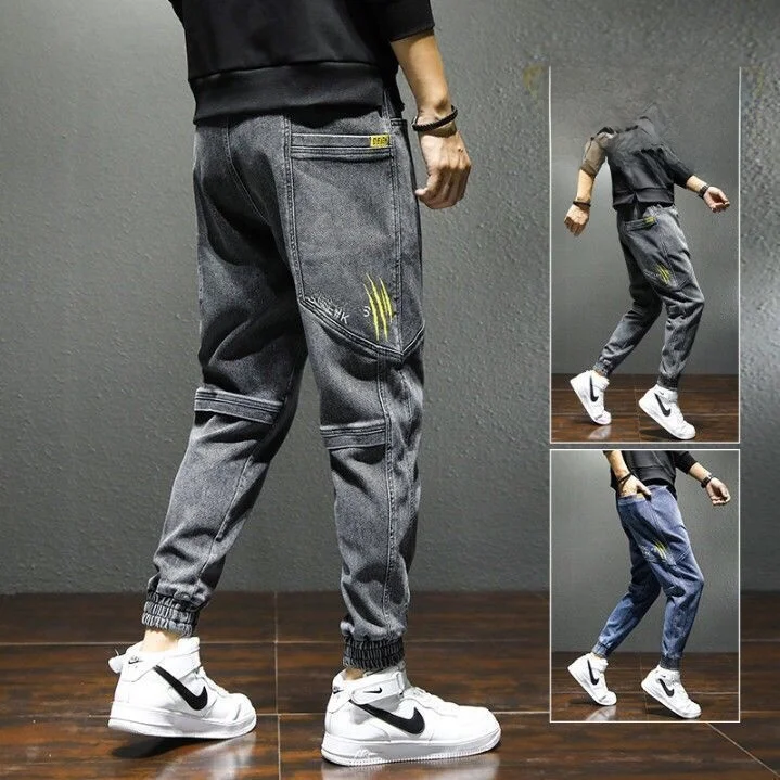 

Свободные брюки, мужские джинсовые брюки, осенний сезон 2024, новые универсальные спортивные повседневные брюки Sle Harlan, молодежные брюки с высокой талией, девять п...