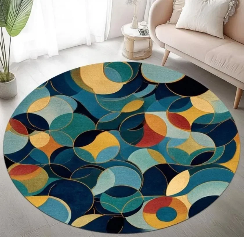 Round Rug Cream Beige Grooved Area Rugs Living Room Minimalist Stripe Carpet Wabi Sabi Home Decor Floor Mat Bedside Chair Mats