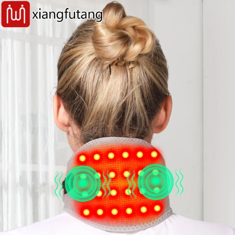 

Красный свет с подогревом для шеи, вибрационный массажер для шеи, горячий компресс, электрическая подушка с подогревом для облегчения боли в шее и жесткости