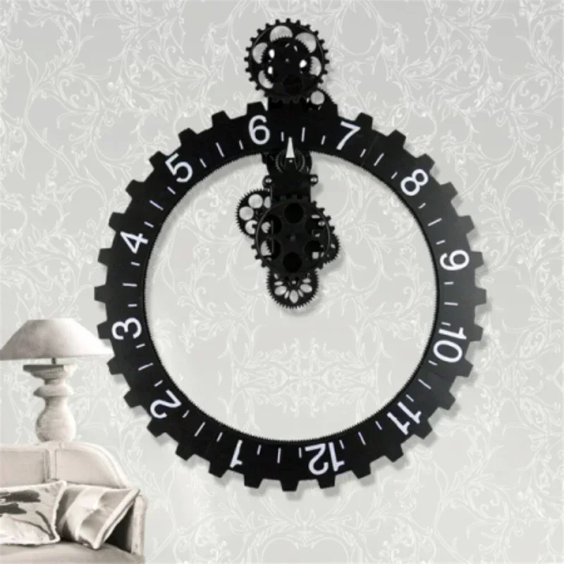 Modern Home Decor Mechanical Large Art Gear Quartz 3D Wall Clock Antique Vintage Wall Clock Living Room Decoration Wall Clock